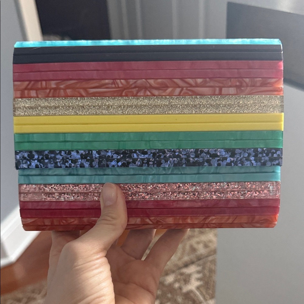Kurt Geiger Multicolor Striped Acrylic Clutch
